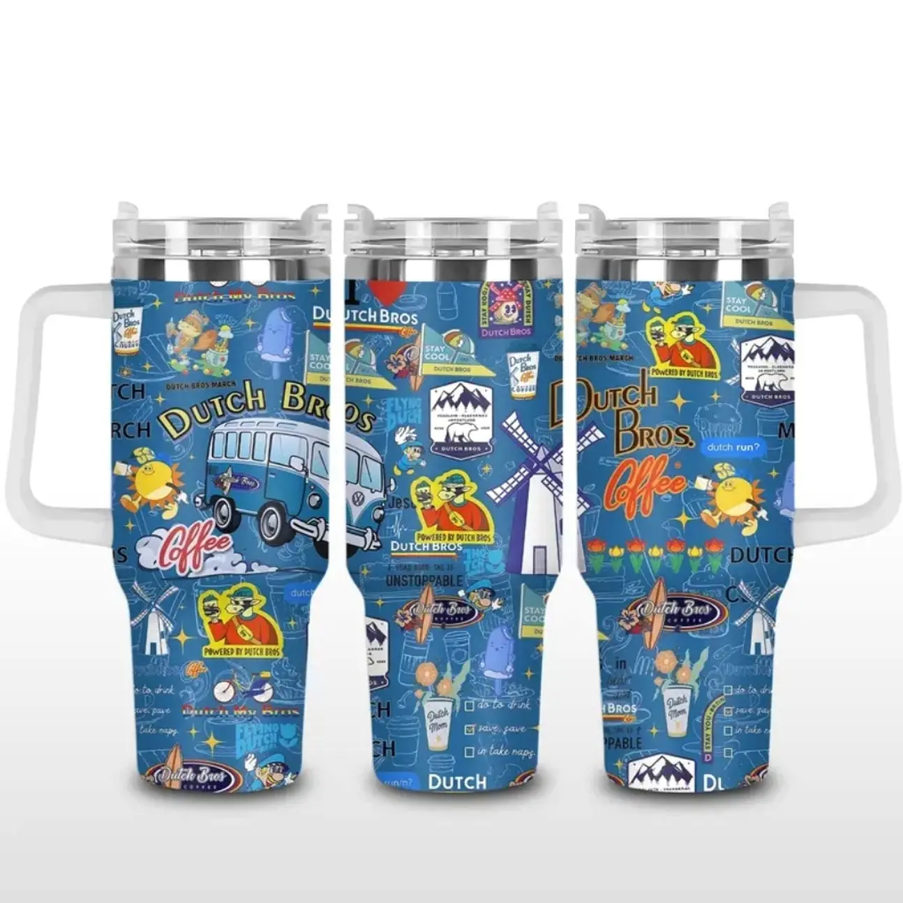 Dutch Bros Coffee Inspired 20oz/30oz/40oz Stainless Steel Tumbler – Double Wall Vacuum Insulated Travel Mug, Iced Coffee Lover Gift, Drive-Thru Coffee Aesthetic Reusable Cup