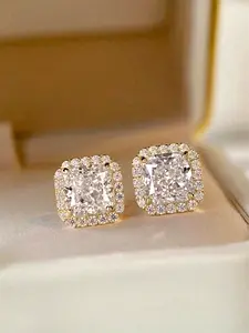 1 Pair Elegant Pink Cubic Zirconia Stud Earrings For Women For Wedding Engagement Anniversary Party Chic Gorgeous Jewelry Valentine's Day Gift