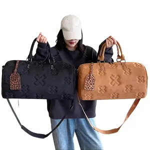 Fashion Travel Handbag - Large Capacity Durable Textured Design, Suitable for Fitness, Vacation, and Business Travel