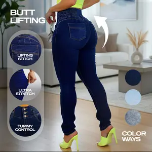 Moda Xpress MX JEANS Push Up Dark Wash Skinny Jeans – High Waist Spandex Waistband, Tummy Control, Stretchy Fit