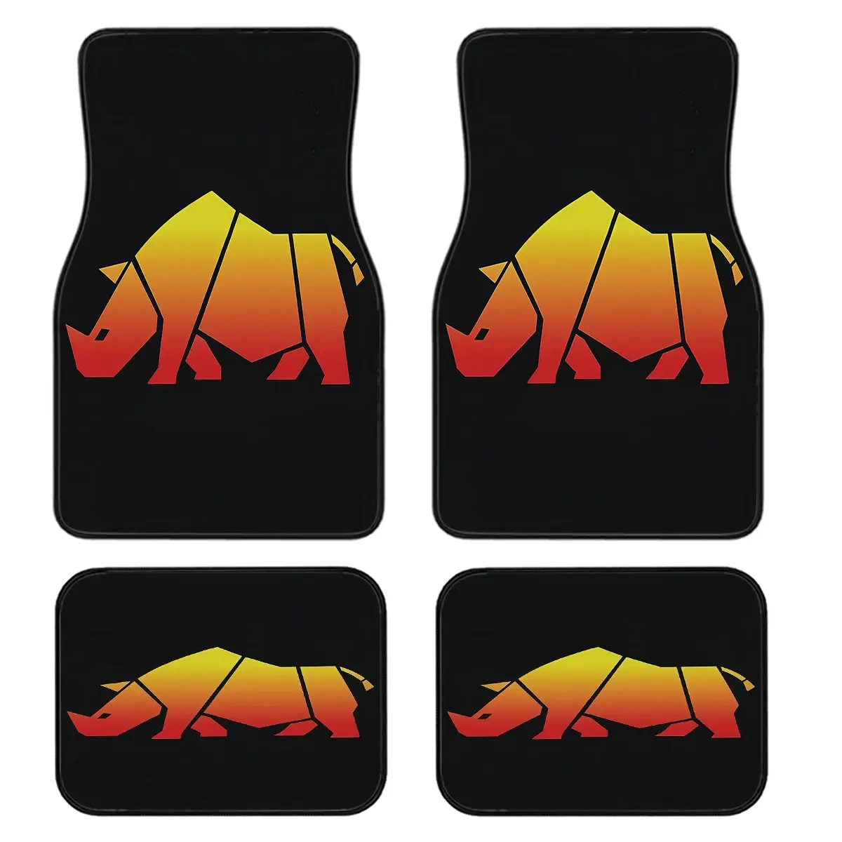 4-Piece Gradient Rhino Print Car Floor Mats Set, Universal Fit for All Vehicles, Stylish Interior Accessories, Easy Clean, Comfortable Protection