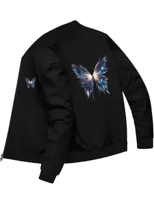 Trendy Personality Butterfly Printed Baseball Jacket for Daily Street Fashion and Stylish Outfits