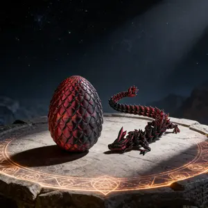 Crystal Dragon Egg Jointed Action Figure, Chinese Dragon Gift, Small God Dragon Easter Decoration, Glow-In-The-Dark Night Light