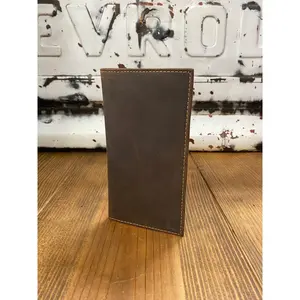 Dark Brown Leather Checkbook Wallet