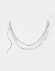 FULL TILT  Womens Pearl Wallet Chain, Silver