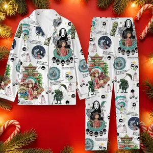 Spirit Ghibli Movie Silk Sleepwear Set, Satin Pajamas, Perfect for Family Matching