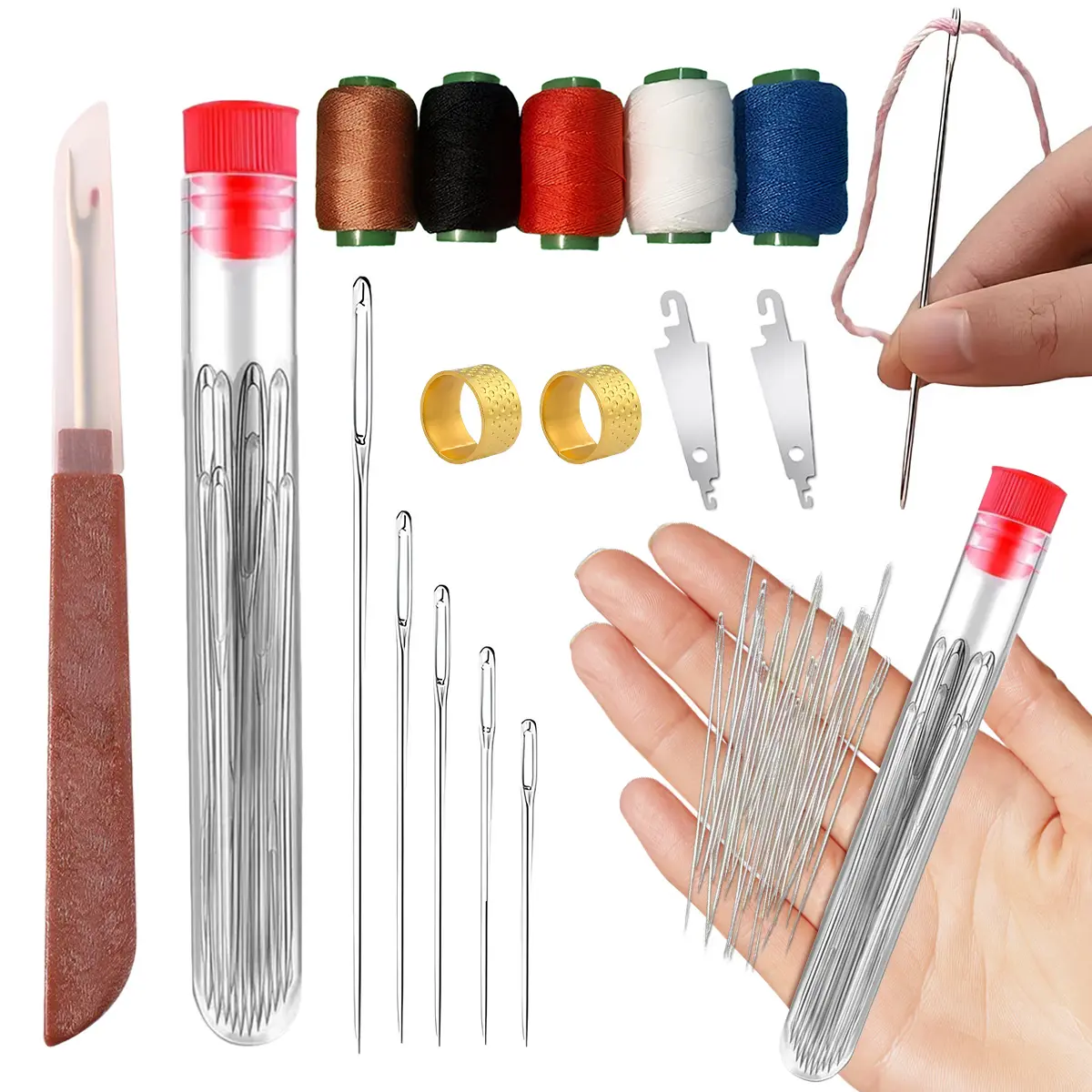 36PCS Big Eye Steel Needles Set - Long & Thin Handmade Quilting & Sewing Needles Kit for DIY Sewing Projects #tiktokshopbacktoschool