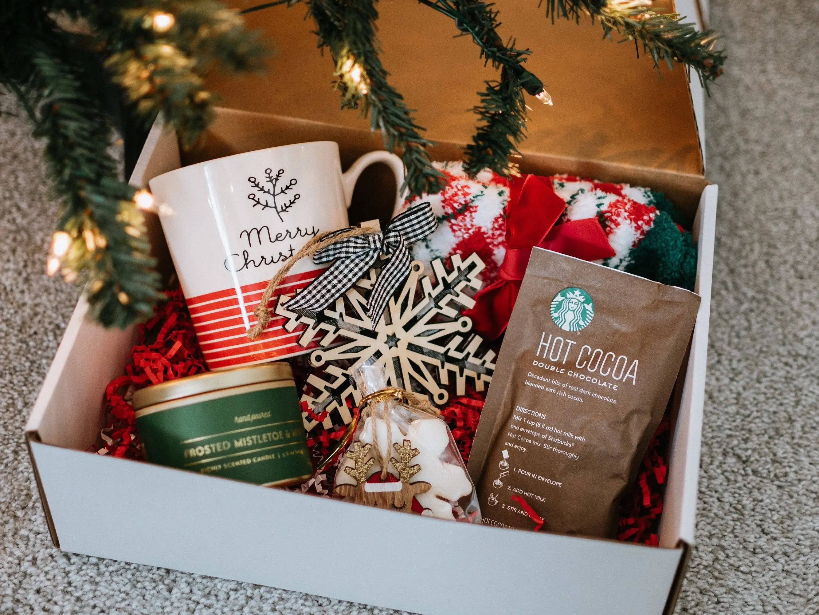 Cozy Christmas Gift Box for Her, Girlfriend, Holiday Gift Basket with Cozy Winter Gift Design