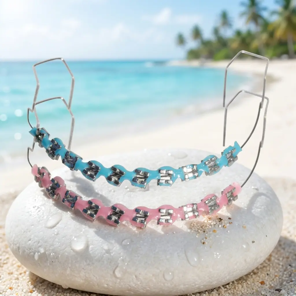 1 Pair Pack Dental Braces - Oral Temporary Decor, Metal Wire & Bracket Orthodontic Ligature Ties, Low Friction Easy-Position Ball Hooks, 1 Inch High-Quality Dental Orthodontic Accessory with Precise Groove Design, Teeth Accessory