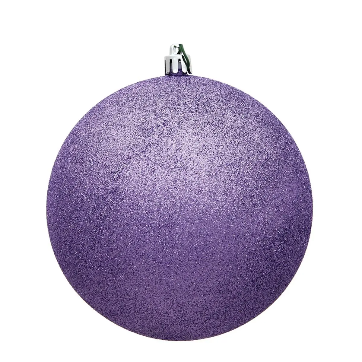 212 MAIN 6 in. Lavender Glitter Plastic Round Ball Christmas Ornament, 4-Pack with Drilled Hole, Four Pack