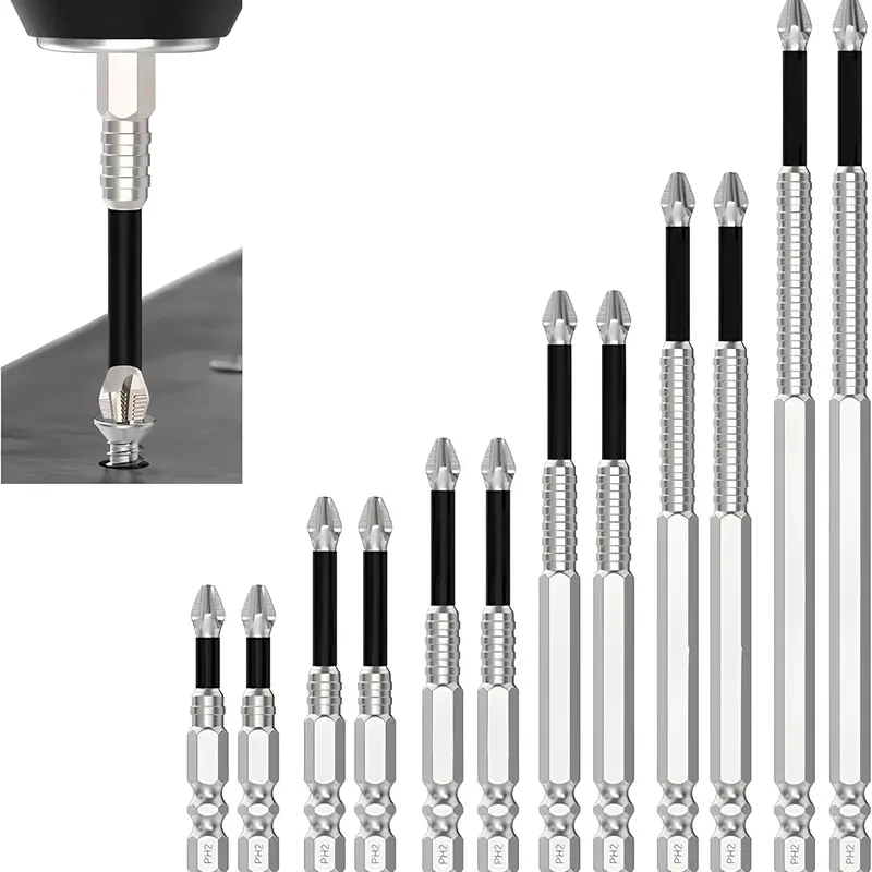 VAYWET 12PCS / 6PCS K5 Anti Slip Bit, Set Bit Obeng K5 Impact Resistant Non Slip Bit, Batang Hex 1/4 Inci High Magnetic Screwdriver Drill Bit Set, Anti-Slip Ph2 Impact Driver Set, Non Slip Screwdriver Bits High Magnetic Lifesparking Drills Bits