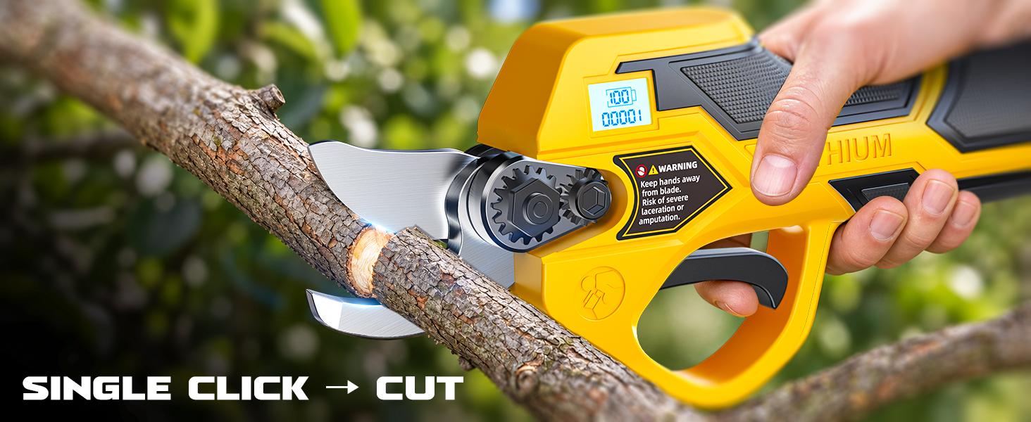 Brushless Electric Pruning Shears Compatible with DeWalt 20V Battery【Battery NOT Included】, Cordless Tree Trimmer with 30mm Max Cutting Opening, 2-Speed Adjustable, LCD Display Battery Level & Mode, SK5 Steel Blade for Garden Orchard