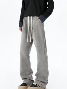 Men's Vintage Gradient Washed Loose Straight Denim Jeans, American Casual Clean Fit Commuter Pants, All Seasons Fashion Long Trousers