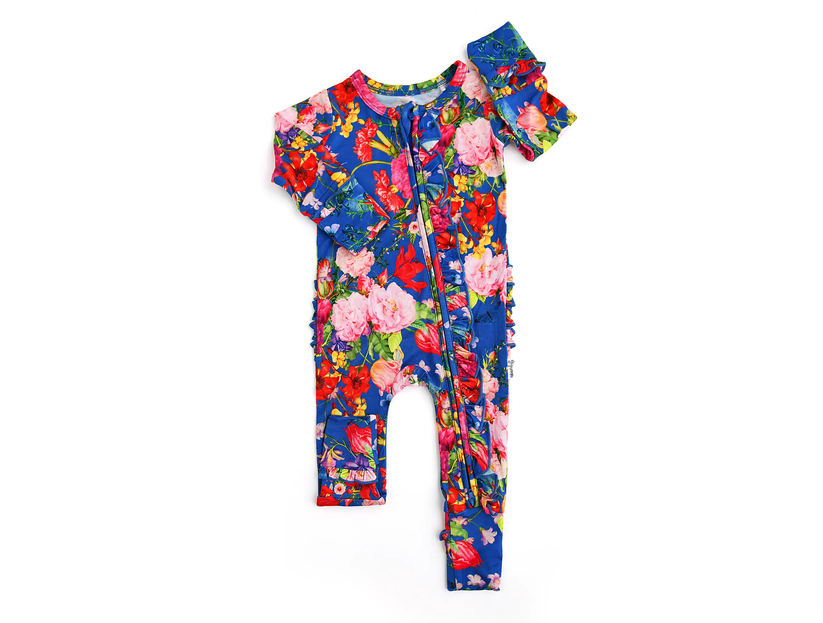 Briella Ruffle Zip Bamboo Fabric Two Way Zipper Easy Diaper Changes Gigi and Max