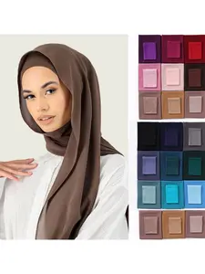 New chiffon pearl long scarf paired with a same-color rayon small hat, Malaysian women's headscarf long scarf