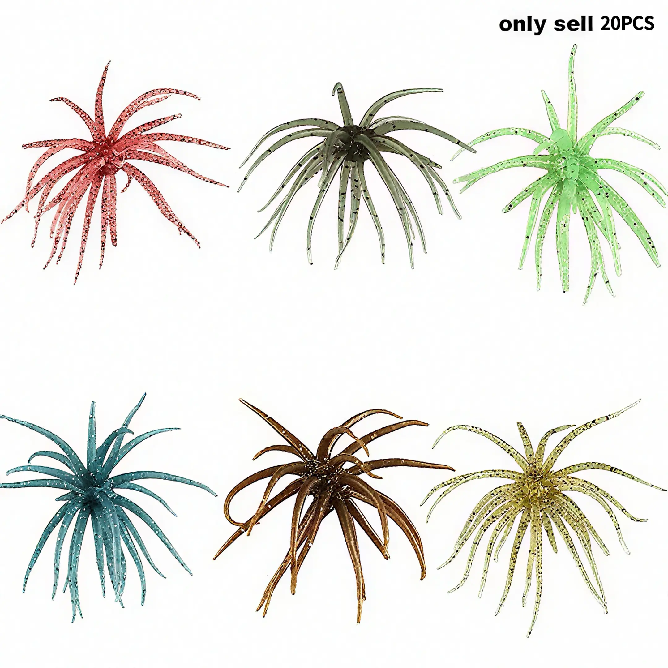 Box of 20pcs Sea Urchin Soft Bait, Various Colors, Durable & High Elasticity, Excellent Swimming Action, Fast Fish-Attracting, Saltwater Fishing Lures, Fishing Gear