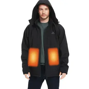 Winter Menswear Heated Jackets Coats For Men with Battery Pack, Softshell Heated Jackets Tops Long Sleeve Zipper Casual