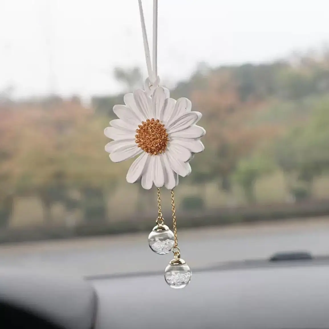 Sunflower Design Car Hanging Ornament, Multipurpose Car Rearview Mirror Hanging Pendant, Universal Car Interior Decoration Accessories