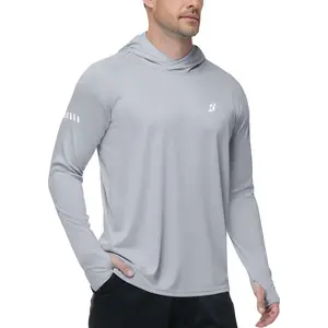 Mens UPF 50+ Sun Protection Hoodie, UV Long Sleeve Fishing Shirts, Outdoor Swim Hiking Running Workout Rash GuardGift.