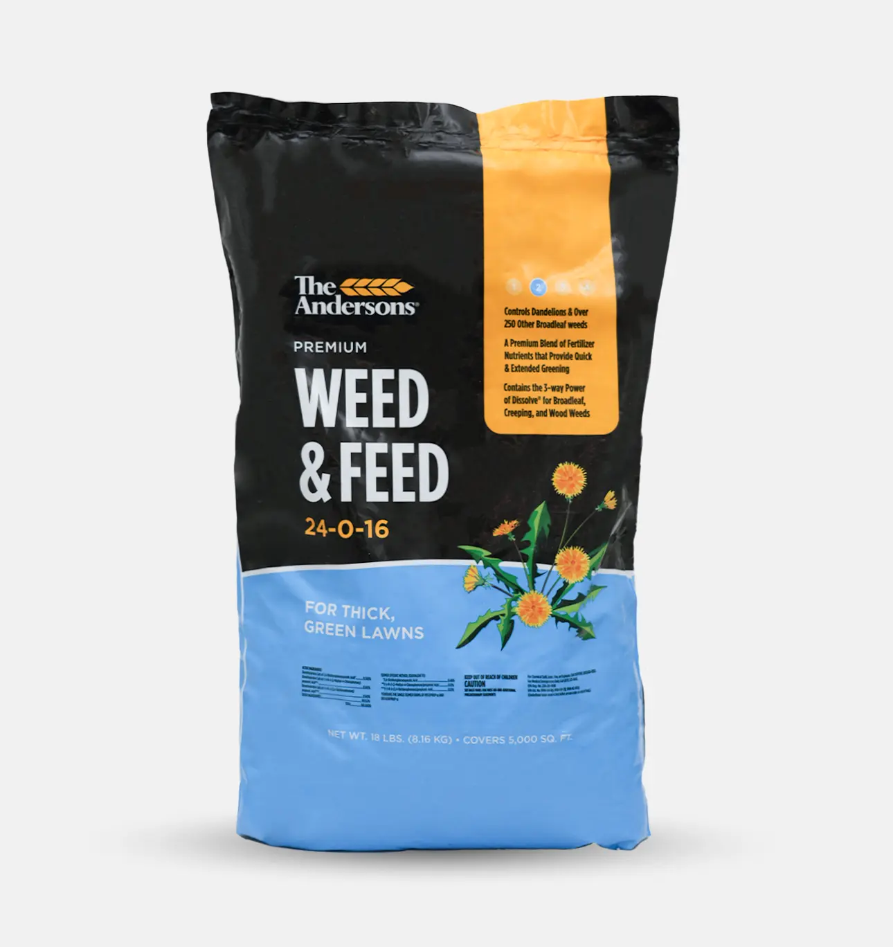 The Andersons Premium Weed and Feed 24-0-16 - Spring and Fall Lawn Fertilizer and Post-Emergent for Broadleaf Weeds
