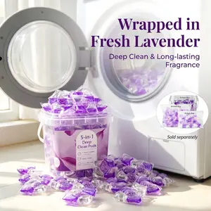 BESTSELLER! 5-IN-1 LAVENDER ESSENCE LAUNDRY CAPSULES | 8X Concentrated Cleaning, 70% Active Ingredients, 72H Lasting Perfume Scent, Odor Eliminator, Stain Remover, Fabric Softener, Bacteria Elimination | 10/40/70 Counts for Family & Travel oo