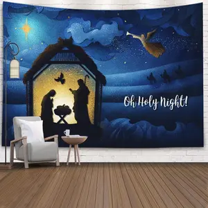 Wall Tapestry Jesus Merry Christmas Room Tapestry 80x60 Inches Xmas Tapestries for Bedroom for Home Decoration