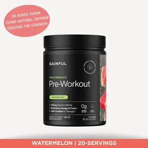 Gainful Performance Pre Workout Powder with Natural Caffeine & Creatine for Energy Strength Muscle Endurance & Recovery 20 Servings - Fitness Edible Dietary