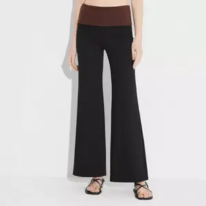 Women's Low-Rise Printed Waistband Flared Leg Pull-On Pants - Wild Fable Black S