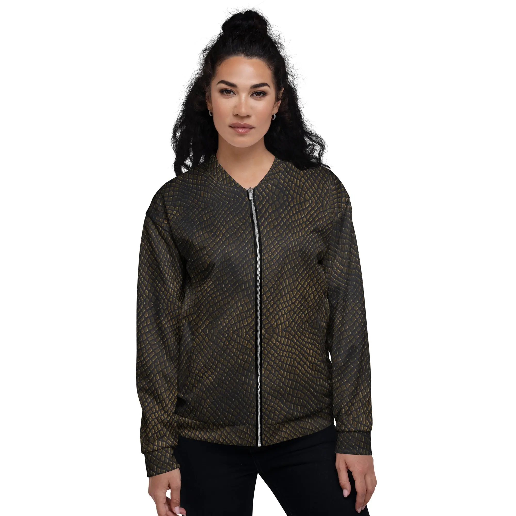 Unisex Bomber Jacket - Bronze Crocodile - Women