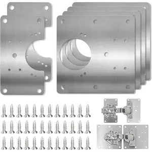 Cabinet Hinges Repair Plate, 6 Pcs Stainless Steel Cabinet Door Hinge Repair Replacement Kit with Mounting Screws, Hinges Fixing Plate Brackets for Kitchen Bathroom Cupboard Door