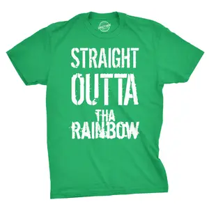 Mens Straight Outta The Rainbow Funny Irish Saint Patricks Day St Patty T Shirt Mens Funny T Shirts Cool Vintage Fashion T-Shirt Gift Classic Menswear Saint Patrick's Day Apparel for Men Funny Music Short Green