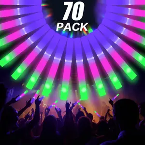 LED Foam Sticks 70 Pack Multi Color Glow Sticks with 3 Flash Modes Battery Powered High Reflective Polymer for Parties Music Festivals Graduations Christmas New Year Wedding Carnival Camping Party Decoration Colorful Light Gifts bf
