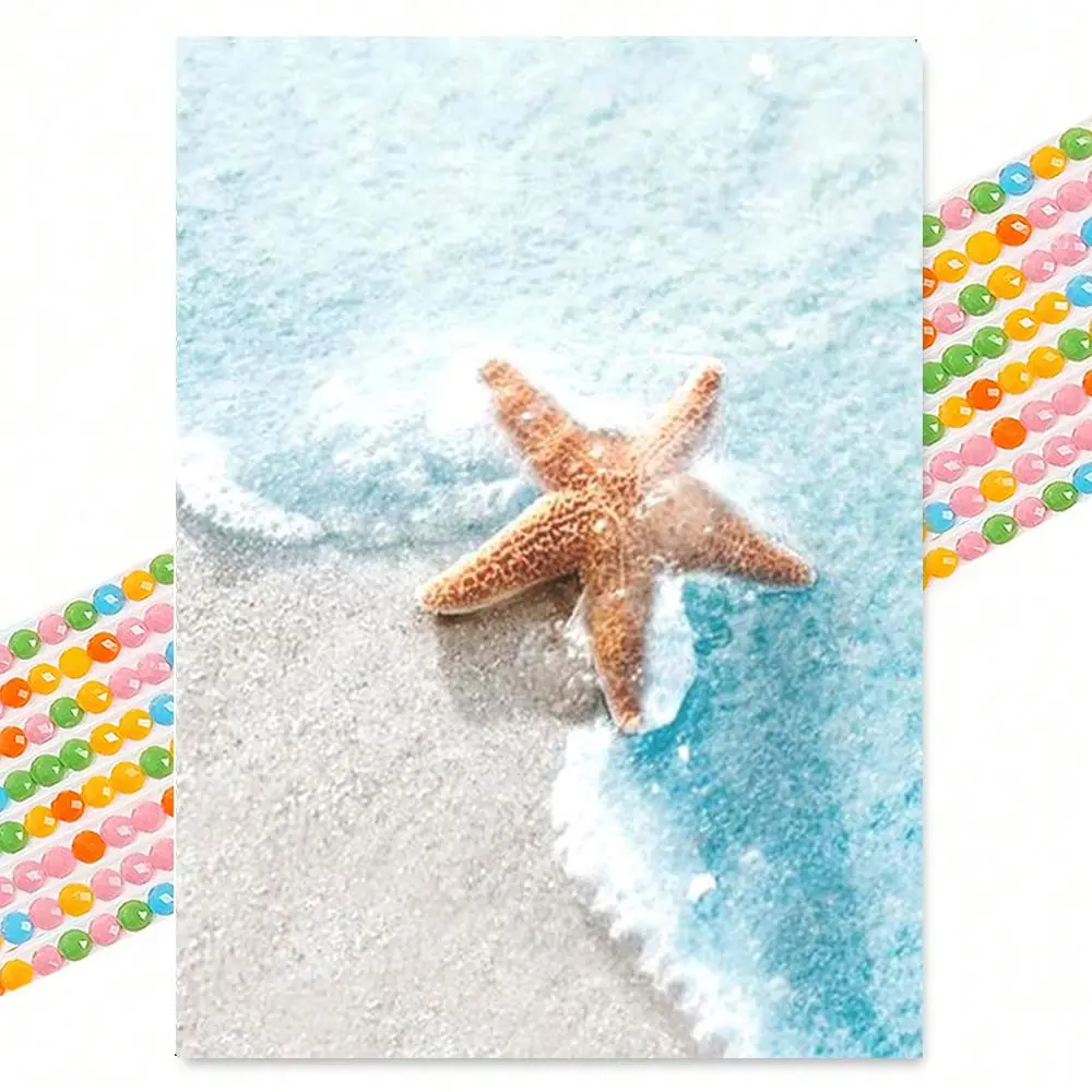 Starfish Pattern DIY Diamond Arts Painting Without Frame, 5D Diamond Arts Painting Kits, DIY Craft Decor Painting For Home Bedroom Living Room And Office, Handmade Gifts