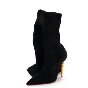 Pre-owned Christian Louboutin Women's Lipbotta Over the Knee Boots Suede 100 by Rebag