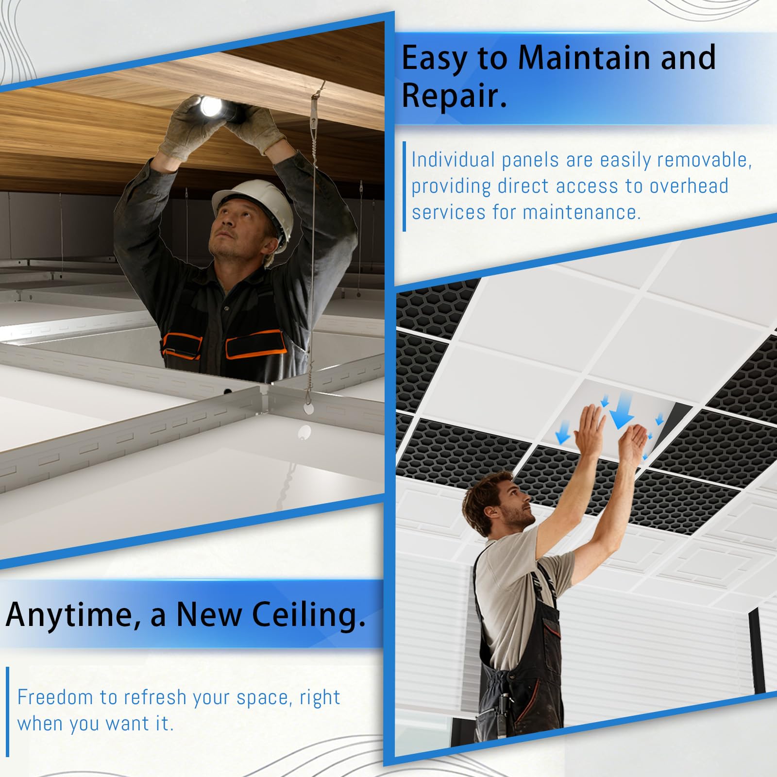 Drop Ceiling Grid System，Complete Set White Galvanized Steel Grid Kit Rust & Fire Resistance Easy Installation for Basement Living Room Kitchen Bathroom Cover 64 Sq.Ft