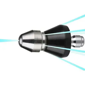Sewer Jetter Nozzle, High- Sewer Cleaning Tool, 1 Front Jet and 6 Rear Jets Sewer Jetter Nozzle with 1/4" Quick Connector, 1 Pack Sewer Jetter Nozzle, Stainless Steel, 5000Psi