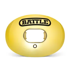 BATTLE Chrome Oxygen Football Mouthguard - No Boiling Required, Convertible Strap, Advanced Composite Absorber Shield, One Size Fits Most
