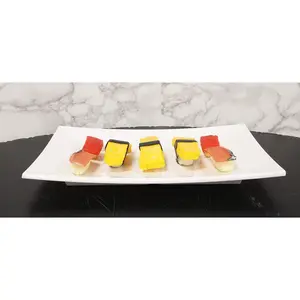 8.25"W White Melamine Curved Rectangular Sushi Serving Plates Platters Set Of 6