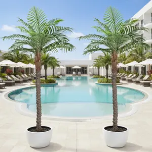 7FT Faux Palm Tree, Artificial Golden Cane Palm Tree Outdoor Indoor, Fake Tree for Home House Office Living Room Yard Patio, 2Pack