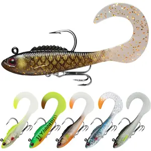 Easy Catch Pre-Rigged Soft Lures, Unique Vibrating Swim Action and Trembly Sinking Move for More Bites, Amazing Soft Swimbait for Family Fishing, Fishing Lures for Bass Trout Crappie Walleye