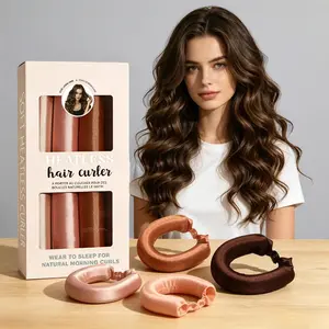 Heatless Curling Rod Flexi Rods 4 Pcs Overnight No-Heat Hair Curlers Soft Flexible Styling Tools for Women Vegan Satin Healthy Hair No Tugging Damage-Free Large Diameter for Natural Curls