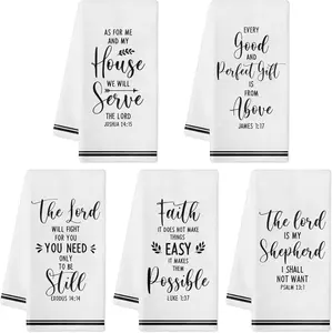 5Pcs Religious Christian Kitchen Dish Towel, Bible Verse Absorbent Quick Dry Cloth Dish Tea Towels, Reusable Bar Hand Dishcloths Home Holiday Decor Christian Gifts for Women Men Housewarming