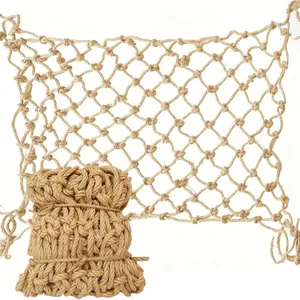 Jute Hemp Rope Net Balcony Safety Net for Kids Climbing Cargo Net Outdoor Playground Safety Netting for Railings Stair Protection Indoor Outdoor Decorative Net