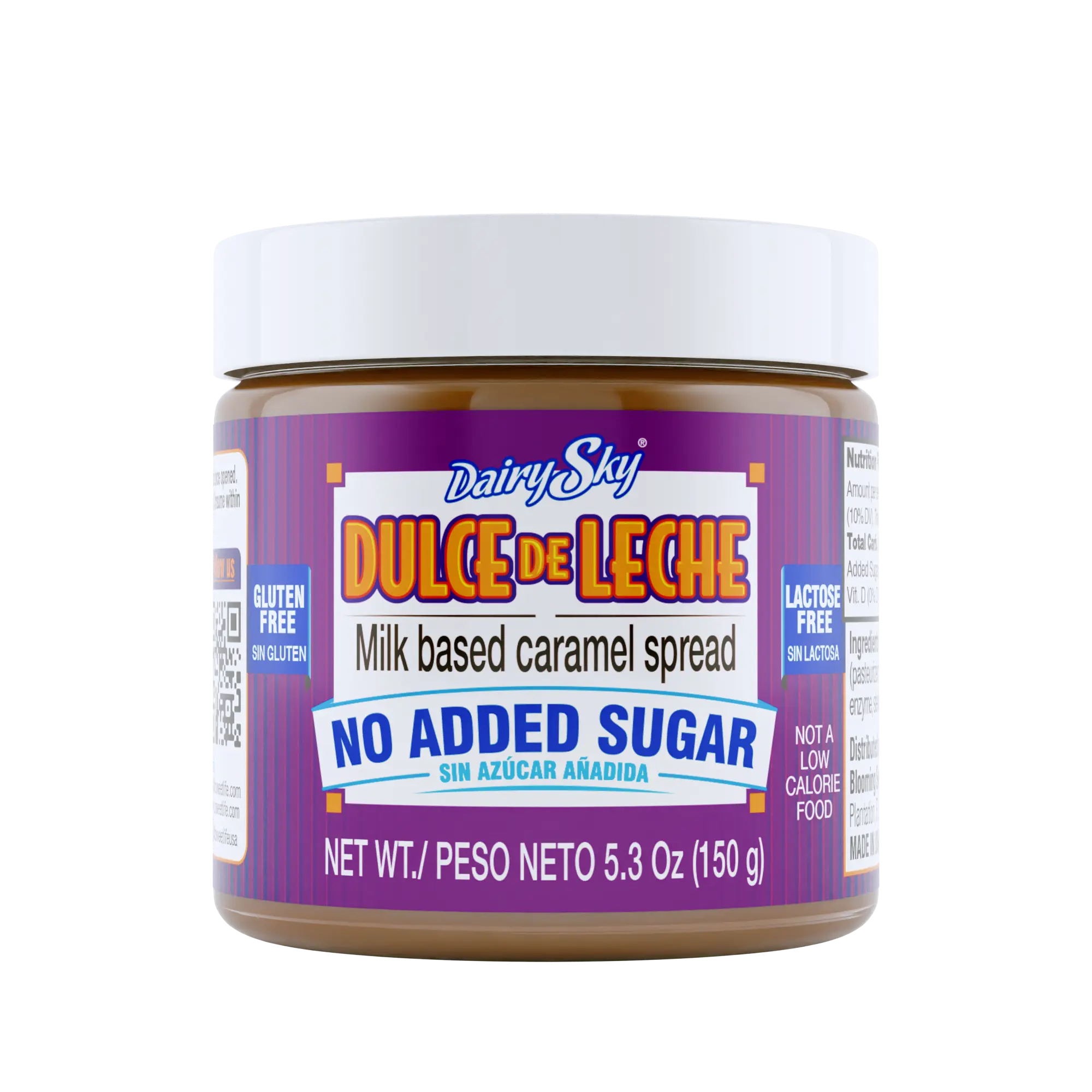 DairySky Dulce de Leche Sin Azucar Añadida - No Added Sugar | Gluten & Lactose Free, Milk Based Caramel Spread Caramel Dips and Spreads for Ice Cream, Desserts, Coffee, Pancakes & More (5.3 oz)
