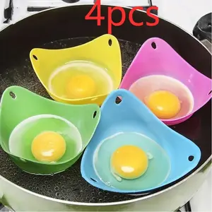 Random Color Silicone Egg Poacher, 4 Counts/set Heat Resistant Egg Poacher, Kitchen Gadgets, Utensils, Kitchenware, Cooking Tool