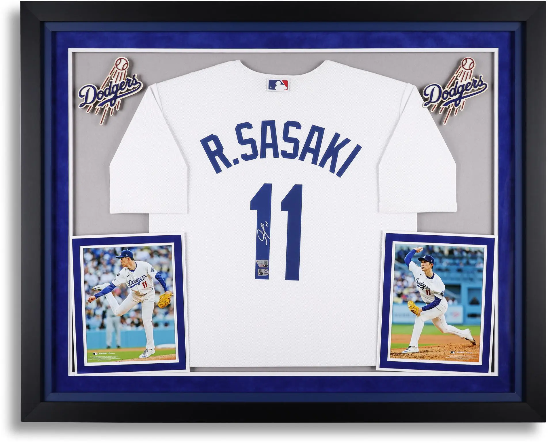 Roki Sasaki Los Angeles Dodgers Deluxe Framed Signed Nike White Replica Jersey