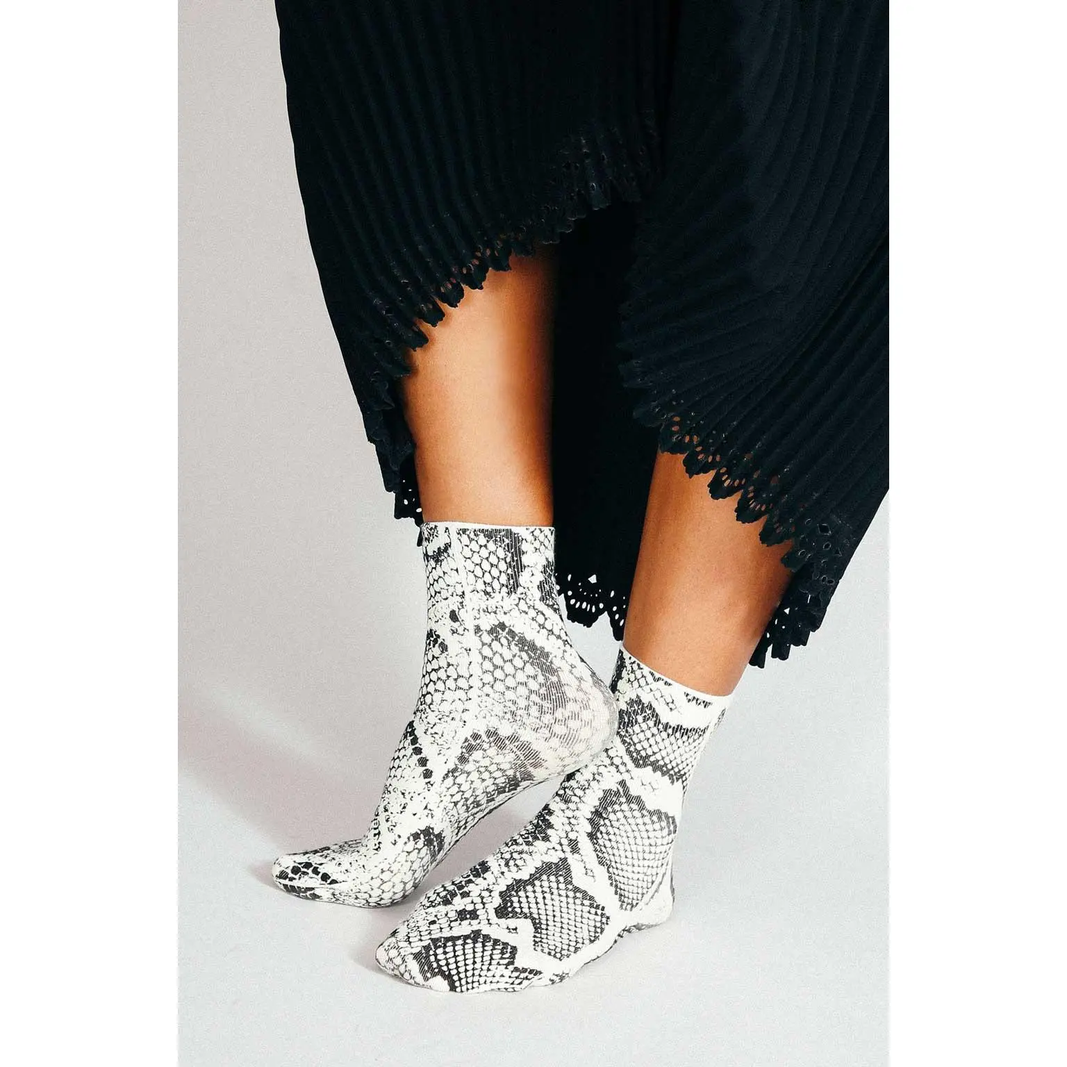 Screenprint Snake Ankle Socks Cotton Womenswear