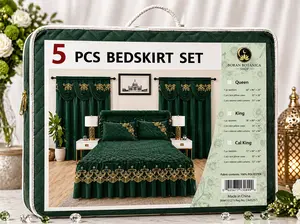 Boran Botanica Shop 5 PCS Luxury Bedskirt Set for Queen, King, and Cal King Sizes, 100% Polyester