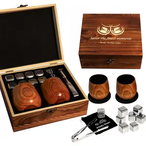 Charred Oak Bourbon Glasses - Holiday Gift For Whiskey Lovers, Christmas Present For Dad & Birthday Gift For Boyfriend valentines gift for bf