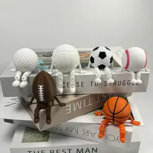 8 Ball Sports Mini Figure Decorative Item, Football Basketball Golf Baseball Volleyball Seated Person Figurine, Creative Gift Idea